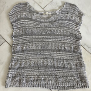 Eileen Fisher Med Women’s Open Knit Short Sleeve Italian Yarn Summer Sweater EUC